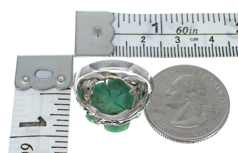 Southwestern Turquoise Silver Flower Dragonfly Ring Size 5-1/4 RX82548